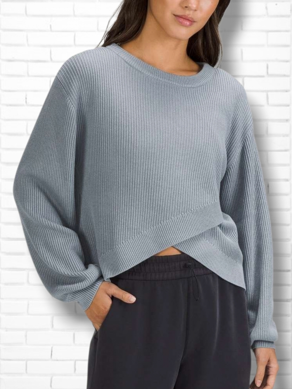 Lululemon Reversible Crossover Crewneck Sweater In Chambray Blue/Grey Size 12